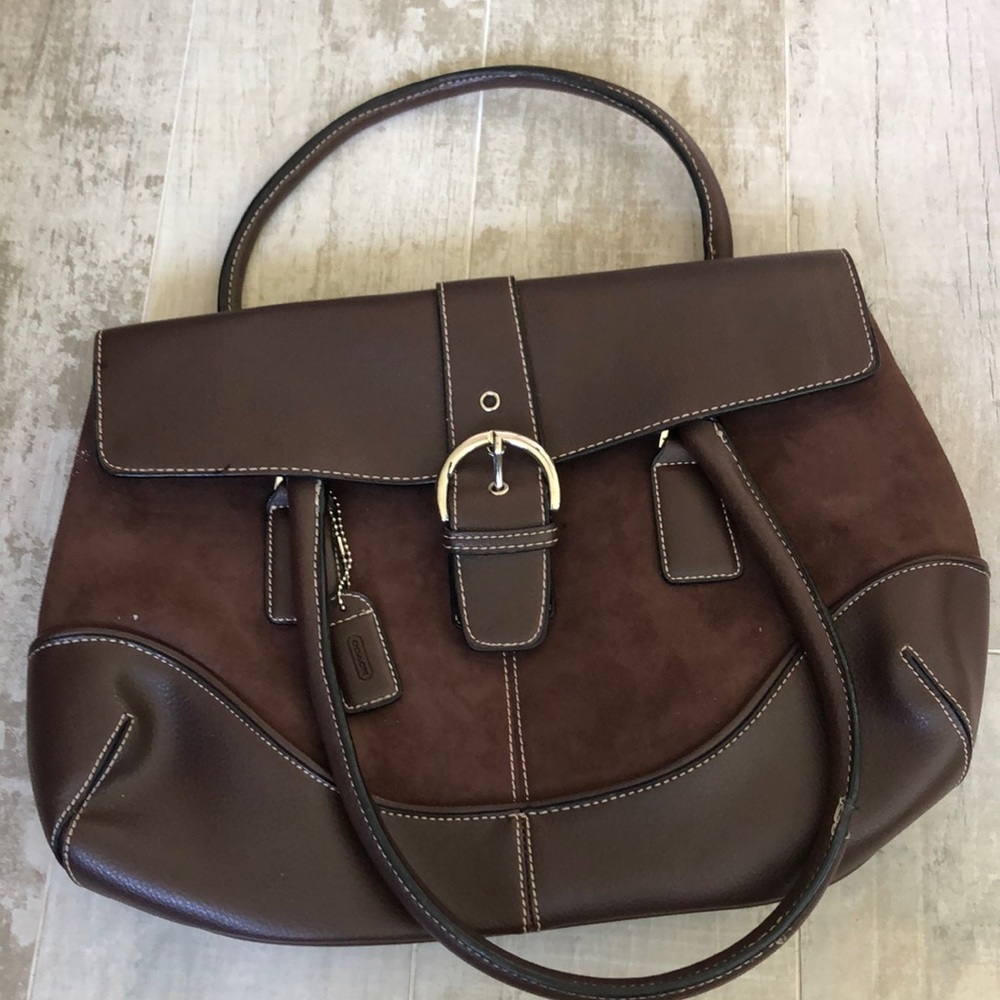 Brown leather & suede coach purse